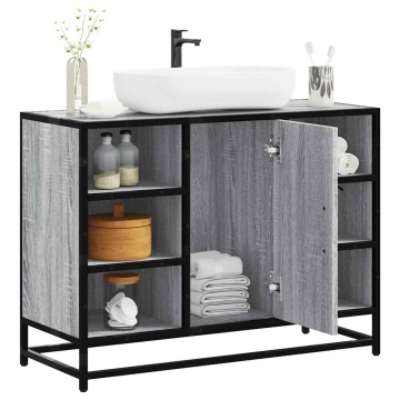 Dulap chiuveta de baie, gri sonoma, 80x33x60 cm, lemn compozit - Img 1