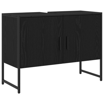 Dulap chiuvetă de baie, stejar negru 80x33x60 cm lemn prelucrat - Img 2