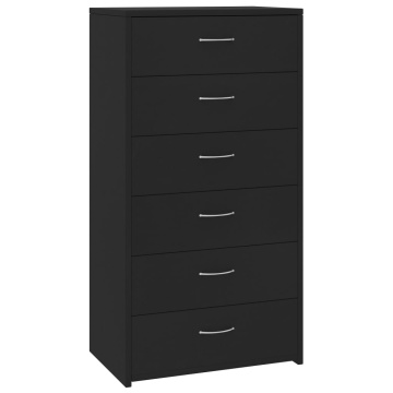 Dulap cu 6 sertare, negru, 50x34x96 cm, lemn prelucrat - Img 2