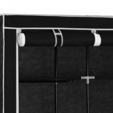 Dulap cu bare și compartimente, negru, 150x45x175 cm - Img 5