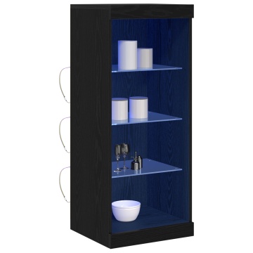 Dulap cu LED-uri Stejar Negru 41x37x100 cm - Img 3