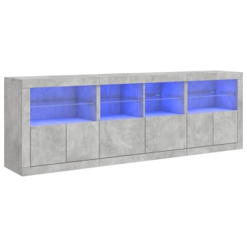 Dulap cu lumini LED, gri beton, 202x37x67 cm - Img 2