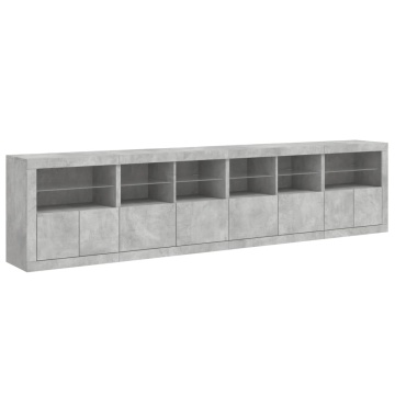 Dulap cu lumini LED, gri beton, 283x37x67 cm - Img 5