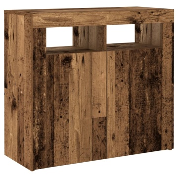 Dulap cu lumini LED, lemn vechi, 80x35x75 cm, lemn prelucrat - Img 5