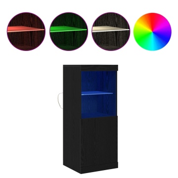 Dulap cu lumini LED Stejar Negru 41x37x100 cm - Img 4