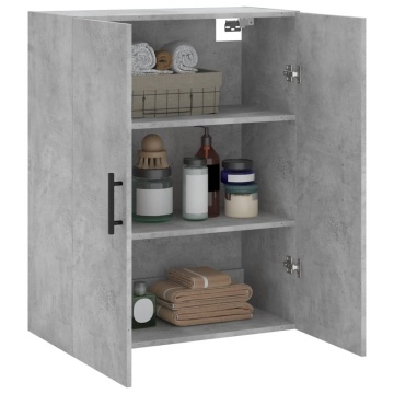 Dulap cu montaj pe perete, gri beton, 69,5x34x90 cm - Img 8