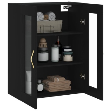 Dulap cu montaj pe perete, negru, 69,5x34x90 cm - Img 8