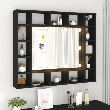 Dulap cu oglindă cu LED, negru, 91x15x76,5 cm - Img 3