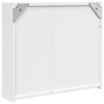 Dulap cu oglindă de baie cu lumină LED, alb, 60x13x52 cm - Img 7