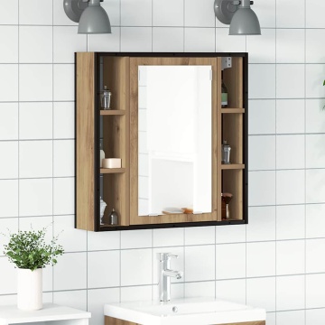 Dulap cu oglindă pentru baie Stejar Artisan Lemn prelucrat - Img 1