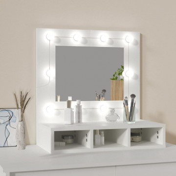 Dulap cu oglindă și LED, alb, 60x31,5x62 cm - Img 3