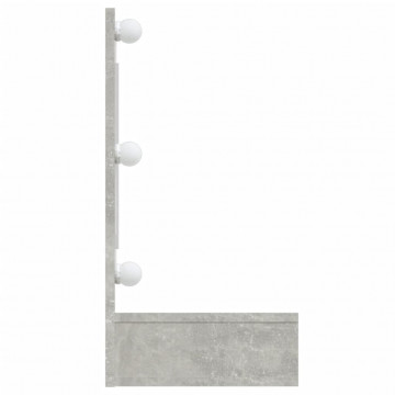 Dulap cu oglindă și LED, gri beton, 90x31,5x62 cm - Img 8