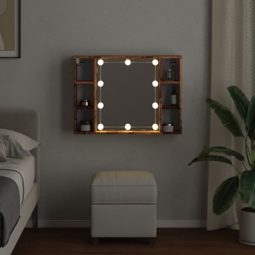 Dulap cu oglindă și LED lemn vechi 76x15x55 cm, lemn prelucrat - Img 4