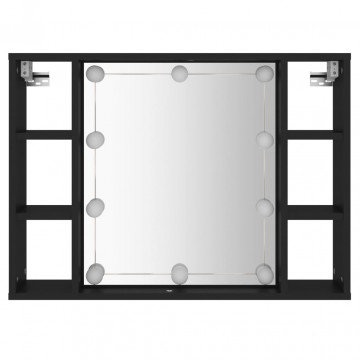Dulap cu oglindă și LED, negru, 76x15x55 cm - Img 6