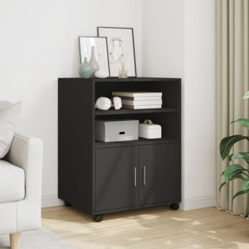 Dulap cu roți, negru, 60x48x81 cm, lemn prelucrat - Img 1