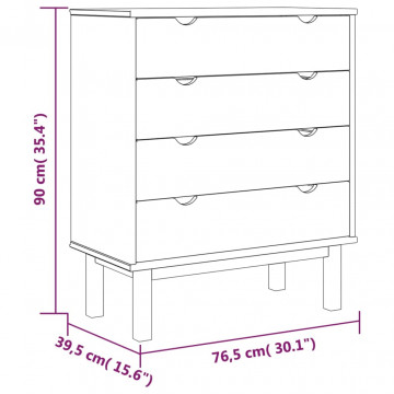 Dulap cu sertar "OTTA", 76,5x39,5x90 cm, lemn masiv de pin - Img 5