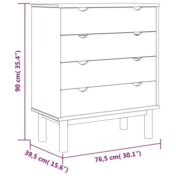 Dulap cu sertar OTTA, maro/alb, 76,5x39,5x90 cm, lemn masiv pin - Img 5