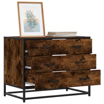Dulap cu sertar, stejar fumuriu,70x41x56 cm, lemn prelucrat - Img 1