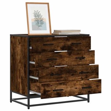 Dulap cu sertar, stejar fumuriu, 70x41x70 cm, lemn prelucrat - Img 1