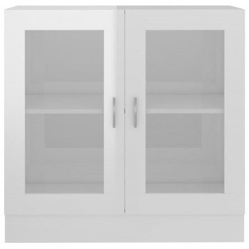 Dulap cu vitrină, alb extralucios, 82,5 x 30,5 x 80 cm, PAL - Img 5