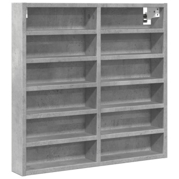 Dulap cu vitrină, gri beton, 60x8,5x58 cm, lemn prelucrat - Img 2