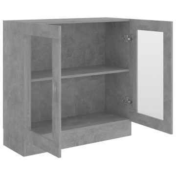Dulap cu vitrină, gri beton, 82,5x30,5x80 cm, lemn prelucrat - Img 8
