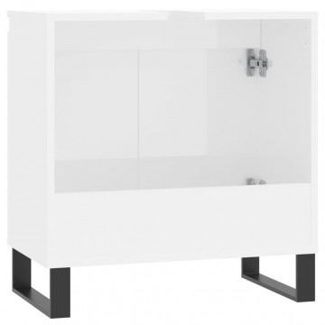 Dulap de baie, alb extralucios, 58x33x60 cm, lemn prelucrat - Img 6