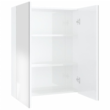 Dulap de baie cu oglindă, alb strălucitor, 60x15x75 cm, MDF - Img 2