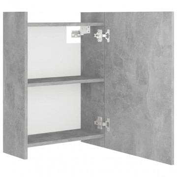 Dulap de baie cu oglindă, gri beton, 62,5 x 20,5 x 64 cm, PAL - Img 7