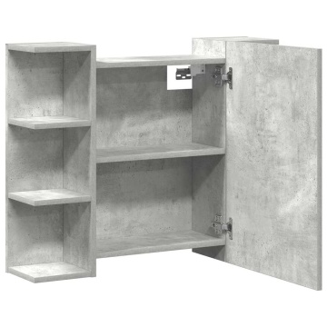 Dulap de baie cu oglindă, gri beton, 80 x 20,5 x 64 cm, PAL - Img 6