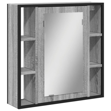 Dulap de baie cu oglindă gri sonoma 60x16x60 cm lemn compozit - Img 2