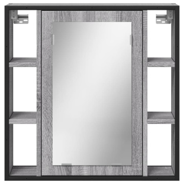 Dulap de baie cu oglindă gri sonoma 60x16x60 cm lemn compozit - Img 8