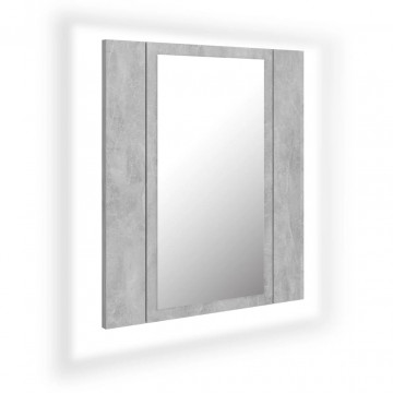 Dulap de baie cu oglindă & LED, gri beton, 40x12x45 cm acril - Img 2