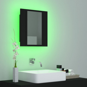 Dulap de baie cu oglindă & LED, negru, 40x12x45 cm, acril - Img 4