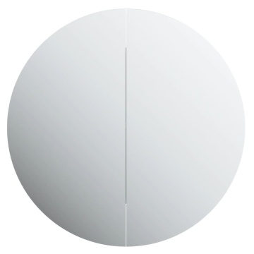 Dulap de baie cu oglindă rotundă și LED, gri, 47x47x17,5 cm - Img 5