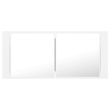 Dulap de baie cu oglindă și LED, alb, 100x12x45 cm, acril - Img 4