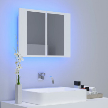 Dulap de baie cu oglindă și LED, alb, 60x12x45 cm acril - Img 3