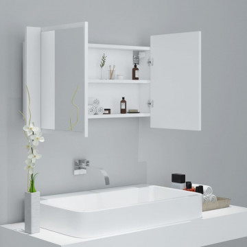 Dulap de baie cu oglindă și LED, alb, 80x12x45 cm - Img 5