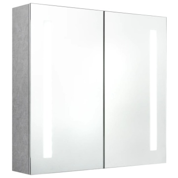 Dulap de baie cu oglindă și LED, gri beton, 62x14x60 cm - Img 2
