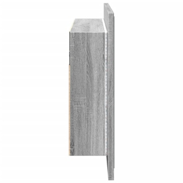 Dulap de baie cu oglindă și LED, gri sonoma, 80x12x45 cm, acril - Img 9