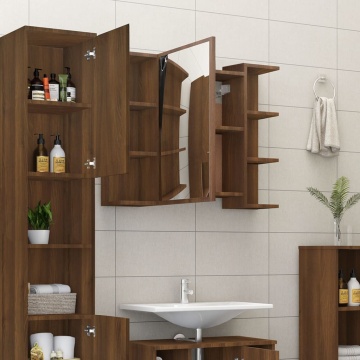 Dulap de baie cu oglindă stejar maro 80x20,5x64cm lemn compozit - Img 3