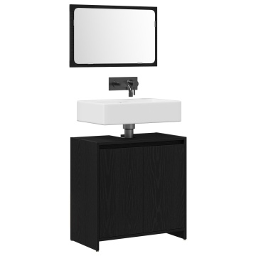 Dulap de Baie cu Oglindă Stejar Negru 60x33x61cm Lemn Ingineresc - Img 3