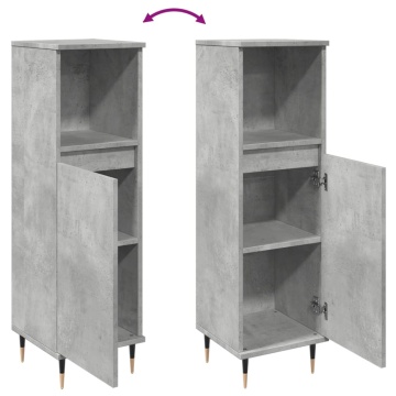 Dulap de baie, gri beton, 30x30x100 cm, lemn prelucrat - Img 7