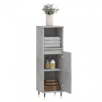 Dulap de baie, gri beton, 30x30x100 cm, lemn prelucrat - Img 4