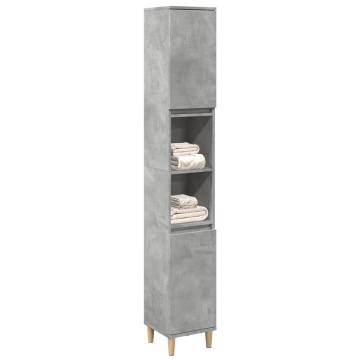 Dulap de baie, gri beton, 30x30x190 cm, lemn prelucrat - Img 1