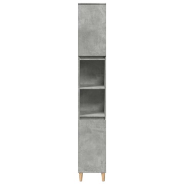 Dulap de baie, gri beton, 30x30x190 cm, lemn prelucrat - Img 4