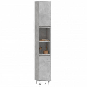Dulap de baie, gri beton, 30x30x190 cm, lemn prelucrat - Img 3
