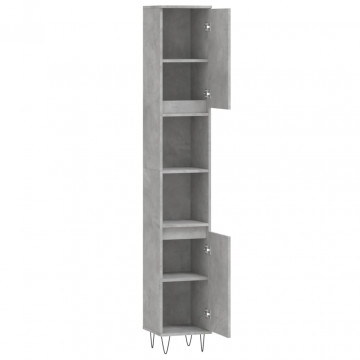 Dulap de baie, gri beton, 30x30x190 cm, lemn prelucrat - Img 5