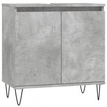 Dulap de baie, gri beton, 58x33x60 cm, lemn prelucrat - Img 2