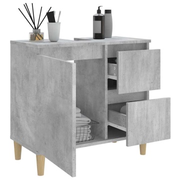 Dulap de baie, gri beton, 65x33x60 cm, lemn prelucrat - Img 4